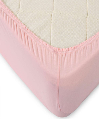 Трикотажная простынь на резинке розовый